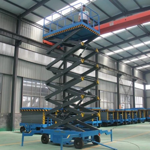 移動剪叉式升降機(jī) 四輪移動式電動液壓升降機(jī) 高空作業(yè)平臺車