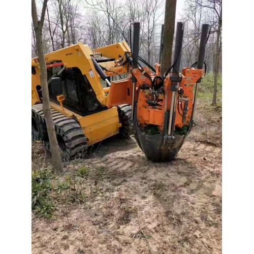 泰亨WS100滑移機配80型四瓣式挖樹機 浙江泰亨四瓣起樹機