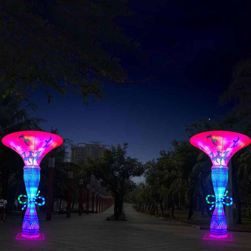華亦彩東莞花燈工廠定制發(fā)光花瓶裝飾造型彩燈自貢燈會(huì)燈展
