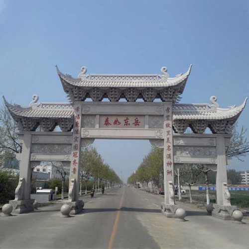 村口石牌坊 三門五樓石牌坊 仿古石牌坊 支持定制