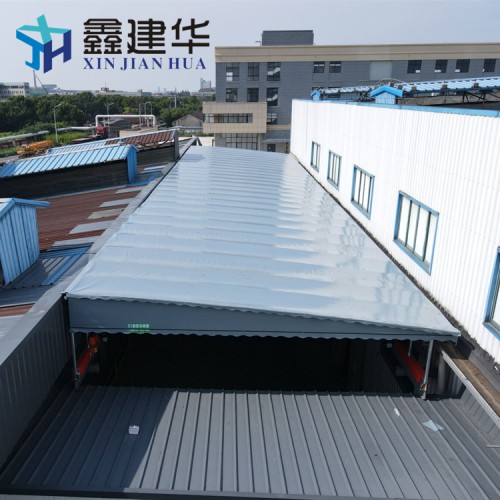 廠家大跨度屋頂軌道移動(dòng)伸縮雨棚 懸空過道雨棚遙控電動(dòng)推拉棚