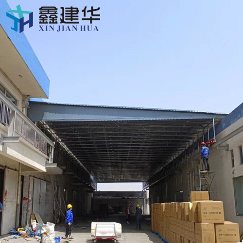 戶外防雨電動(dòng)推拉棚 廠房倉儲(chǔ)伸縮雨棚移動(dòng)遮陽防雨雨棚推拉篷