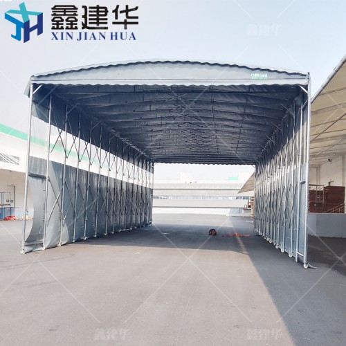 戶外移動(dòng)推拉雨棚活動(dòng)倉儲(chǔ)遮陽蓬圍擋中間加透明采光效果好