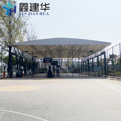 戶外大型電動(dòng)推拉棚籃球場(chǎng)移動(dòng)遮陽(yáng)雨棚上門安裝