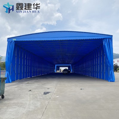 大型倉(cāng)庫(kù)雨棚戶外遮陽(yáng)棚膜結(jié)構(gòu)停車蓬電動(dòng)推拉蓬