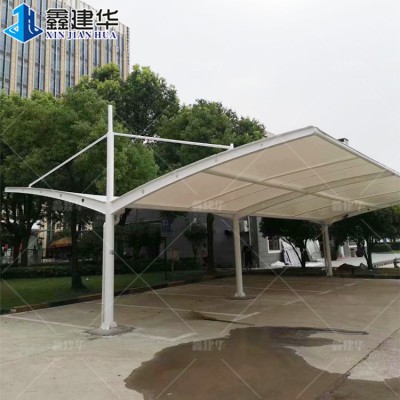 雙開帶拉桿膜結構雨棚 人字形固定車棚使用壽命10年