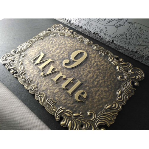 別墅庭院門牌牌匾黃銅立體鋁浮雕金屬復(fù)古加工訂做