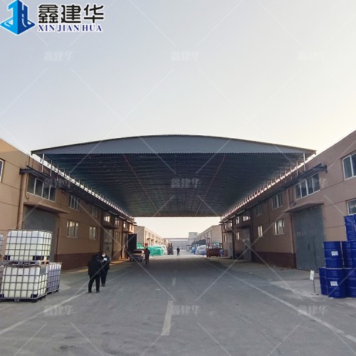 樓頂電動伸縮遮陽蓬 移動式推拉棚 廠區大型倉庫雨棚施工